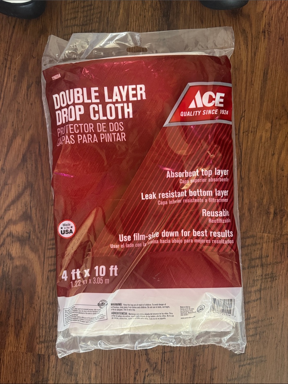 ACE Double Layer Drop Cloth - Red 4’ x 10’ C1.B.2R